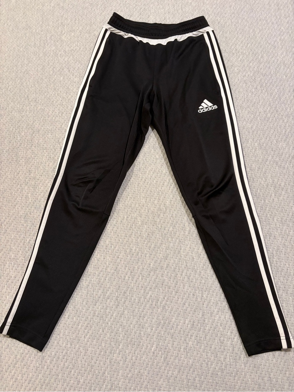 Adidas Black Jogger Pants with White Three-Stripes